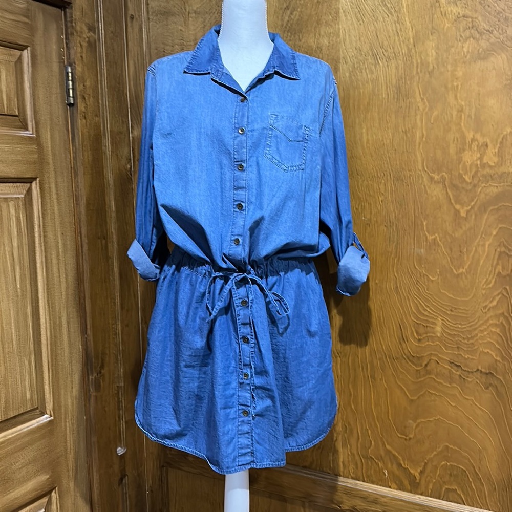 Gap Plus Size Tie Waist Denim Tunic Dress Size XXL - EUC